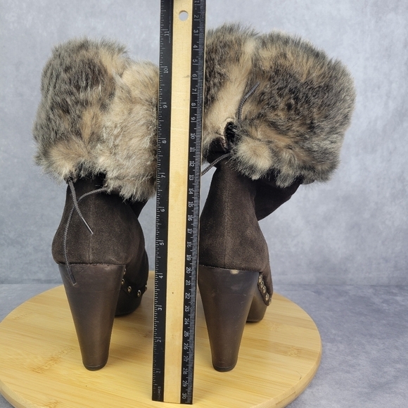 Michael Kors Brown Parker Faux Fur Leather high heels Booties Size 9M - Picture 6 of 14
